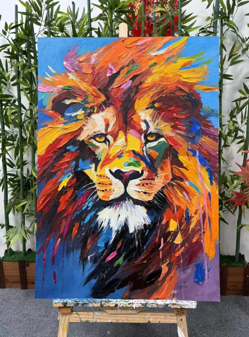 Malen mit Acrylfarben: Löwe in Farbe und Struktur
