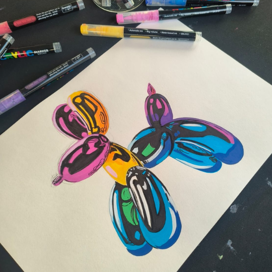 Mit Acrylic Marker Malen: Dog Balloon